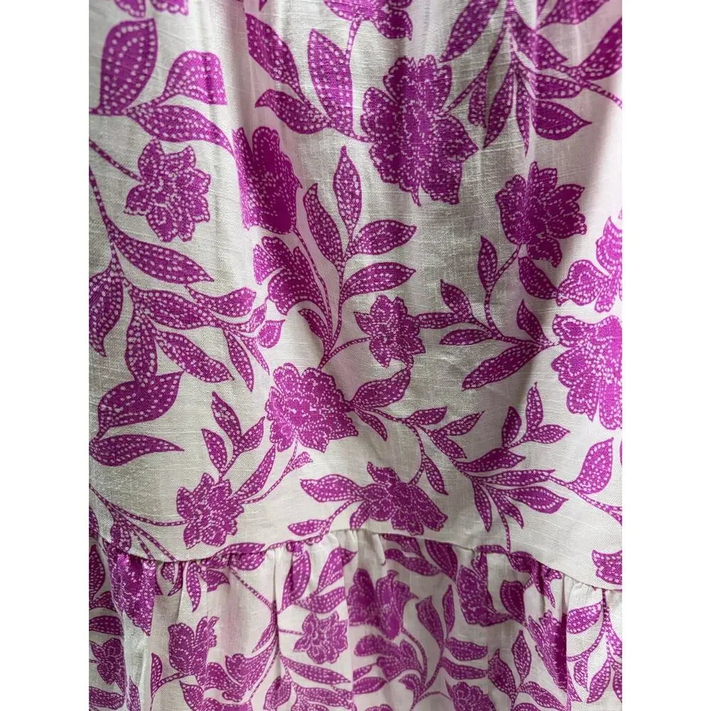 Lauren Conrad Women’s Boho Cottage Core Tiered Midi Skirt Plus Sz 3X Pink White